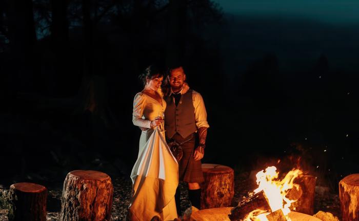 wedding fire pit area at cardney steading in perthshire